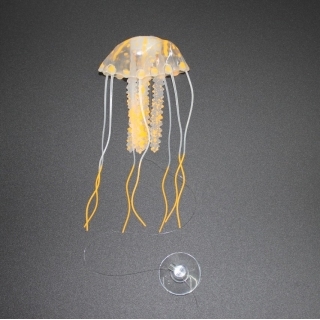 Декор "Медуза" из силикона для аквариума, плавающая. Цвет оранжевый